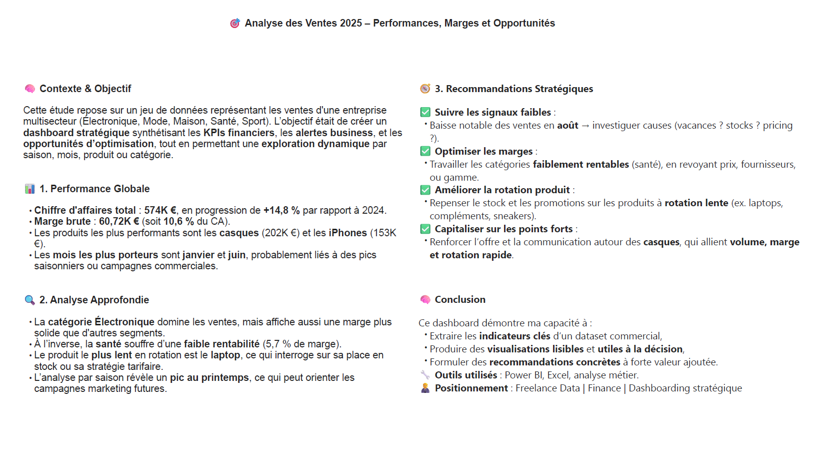 Dashboard Power BI - Vue d'ensemble performance e-commerce